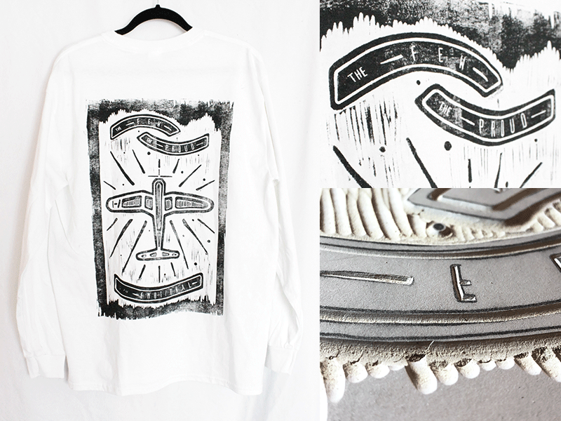 The Few, The Proud, & The Emotional Shirt block print linocut tshirt tee graphic music pilots one twenty