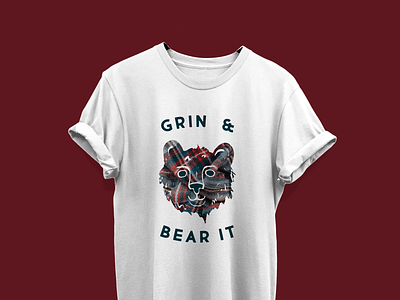 Grin & Bear It bear camp camping design digital print flannel funny hip hipster illustration outdoors plaid shirt t-shirt