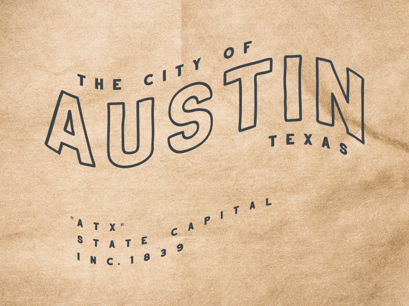 Austin austin city design gif logo paper texas texture typography vector