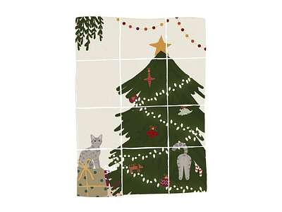 Christmas wishes cat cats christmas christmas card christmas tree illustration illustrator