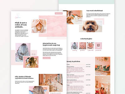 Hairdresser/hair coloring onepager colorbar hairdresser onepager pink typogaphy webdesign