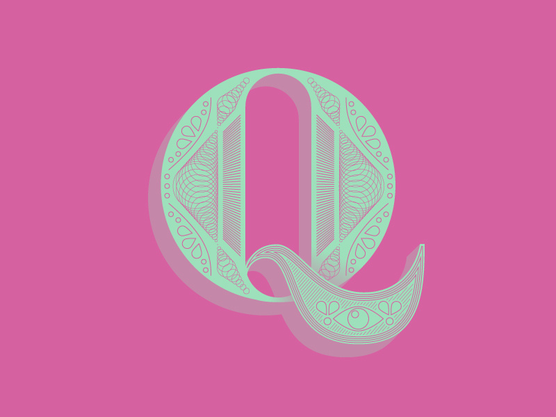 'Q' letter typography typehue