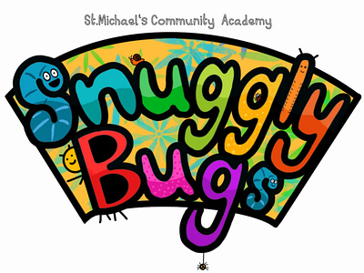 Snuggly Bugs education provision logo. branding design illustration logo