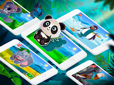 Zoo Puzzle - iOS & Android mobile Game animal character game puzzle ui