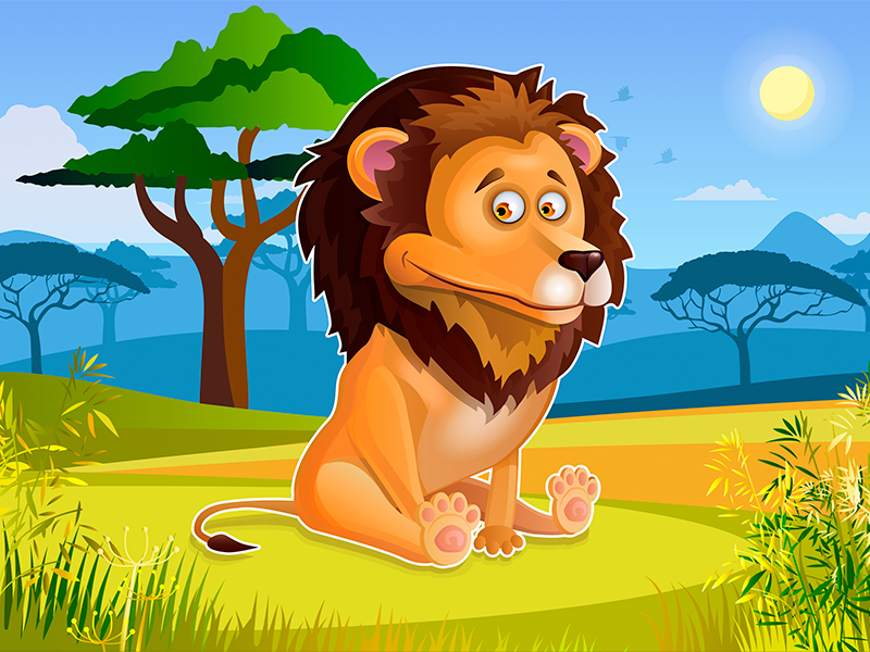 Lion africa art cartoon character concept art game art game character lion puzzle vector