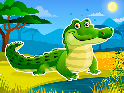 Crocodile africa alligator art cartoon character characterdesign croc crocodile game art game character puzzle vector