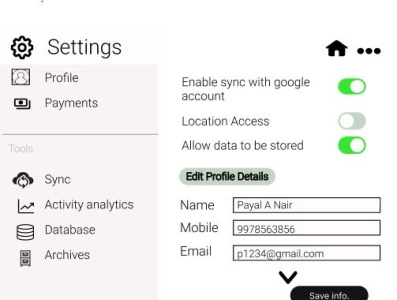 Settings page