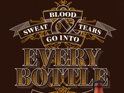 Blood, Sweat, & Tears ad beer lettering typography vector