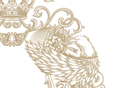 Golden Bough Crest eagle flourish flower illustration label packaging vector vintage wine