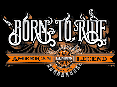 Born to ride harley davidson lettering typography vector