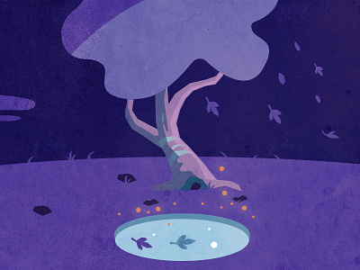 Till Morning adventure blue design game geometric illustration minimalist nature purple simple tree