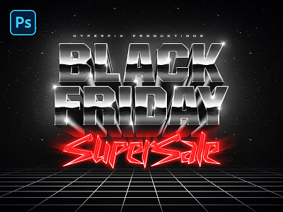 80s Black Friday Text and Logo Effect