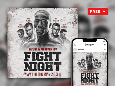Free Fight Night Instagram Post Template psd