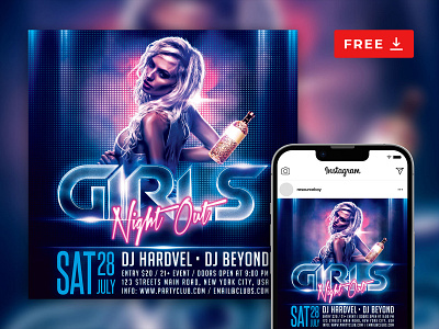 Free Girls Night Out Instagram Post Template psd