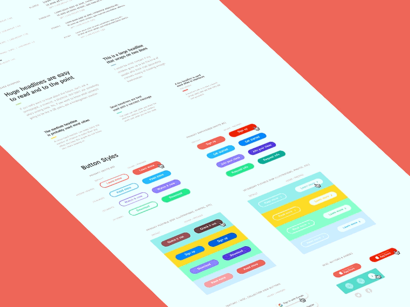 Kiddom - Big UI Style Guide color palette design system elements interface modular ryan brock style guide ui web
