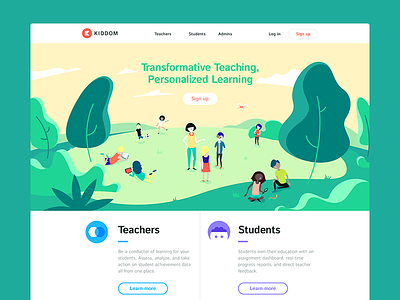 Kiddom Homepage colorful edtech education kiddom layout marketing ui web