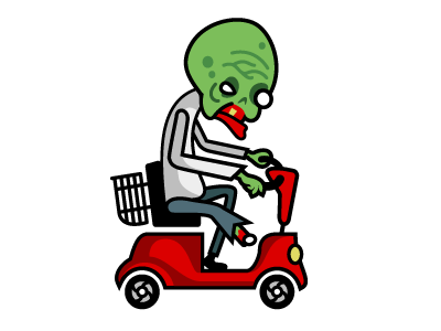 Fast zombie dead elderly horror illustration old ryan brock scooter video game zombie