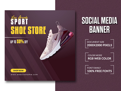 Shoes Social Media Banner Template facebook post design instragram post design shoes banner shoes design social media banner winter offer ad