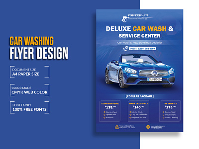 Car washing and detailing flyer design template