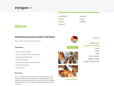 Recipe website navigation