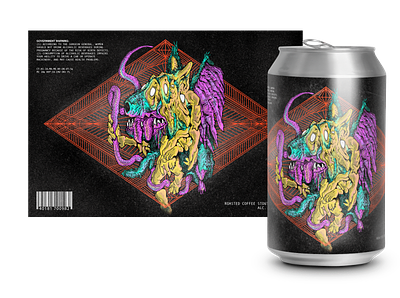 The Beast Stout beer beer art beer can beer label illustration neon neon colors triadic