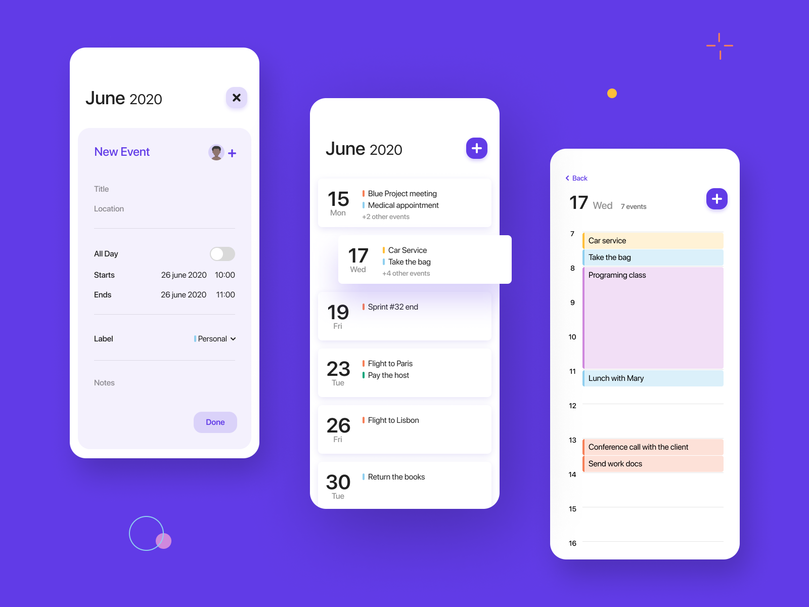 Calendar app by Michel Fraga on Dribbble