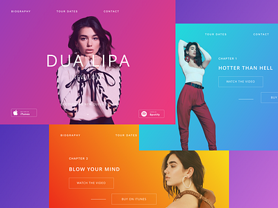 Dua Lipa Landing Page branding dua flat gradients lipa minimal site three ui ux web website