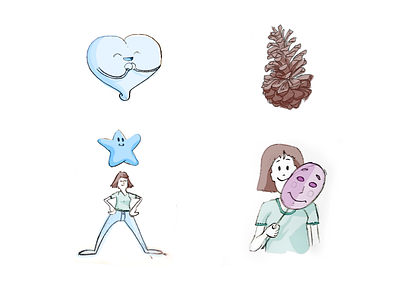 once in a while I still get to do fun stuff crypto cute design heart identity illustrations kyc pinecone scatter sketch star woman