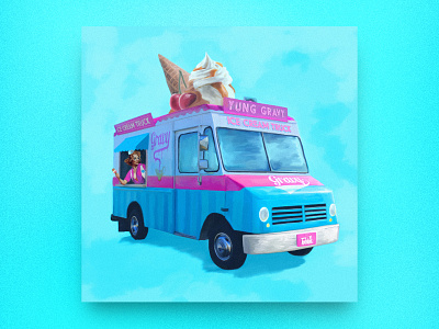 "Ice Cream Truck" by Yung Gravy – Cover Art album cover design hip hop ice cream illustration vintage yung gravy