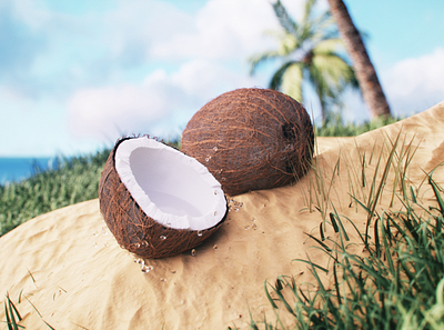 Cocos! 3d beach cgi coconuts design illustration landscape relax