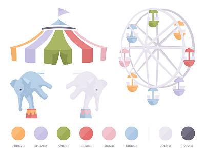 My Baby's Room Elements baby circus color elephant ferris flat tent wall art wheel