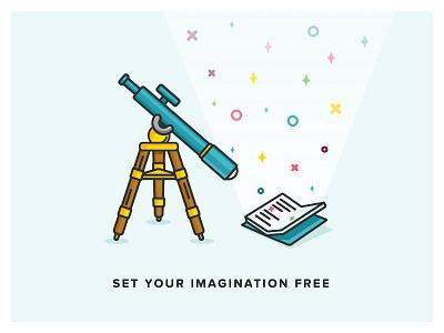 Search Illustration book flat illustration line art magic quote search stars telescope tutorial