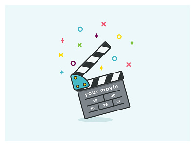 Video Clapper flat illustration line art magic stars tutorial video video clapper