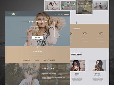 Jewellery Store Landing Page boutique ecommerce handmade jewellery landing page nature store website
