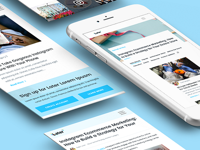 Later Blog Design article blog flat design homepage instagram landing page later minimalist mobile web design website