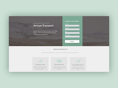 Artisan Transport - Landing Page design landing page main page preview transport website