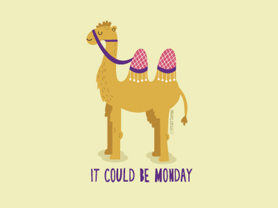 Monday animal camel handlettering humpday illustration vector