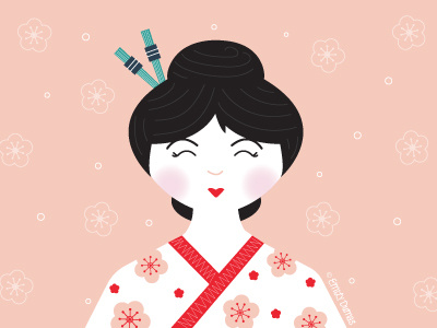 Geisha asian girl cherry blossoms geisha girl illustration kimono portrait vector