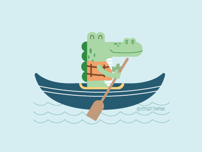 Kayaking alligator gator illustration kayak summer vector