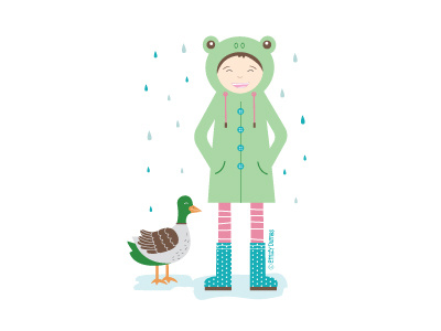 April Showers april april showers duck girl illustration raincoat rainy day vector