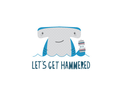 Let's Get Hammered beer hammerhead illustration lettering shark vector