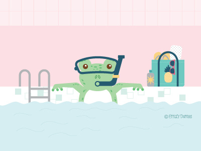 Frog frog illustration pool ribbit snorkel vector