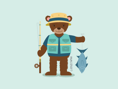 Fisherman bear fish fisherman illustration vector