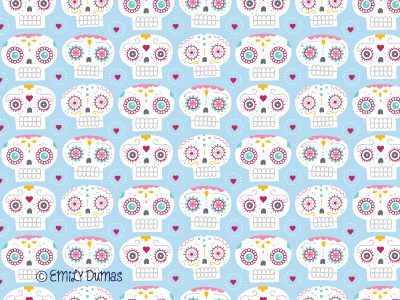 Sugar Skull Pattern illustration pattern repeat pattern skulls sugar skulls surface design vector