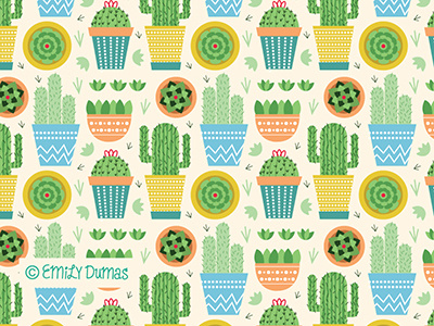 Cacti Pattern cacti cactus illustration illustrator pattern plants repeat pattern succulents surface design vecotr