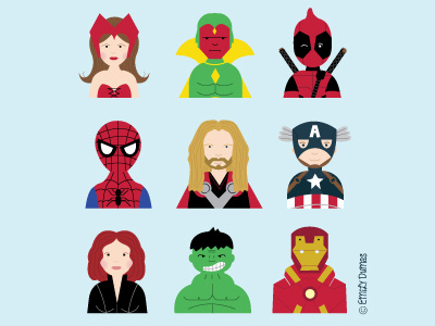 Heroes captain america comics deadpool hulk illustration illustrator iron man spiderman super heroes thor vector