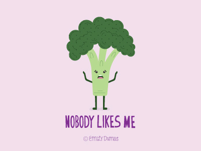 Nobody Likes Me broccoli cartoon cute funny illustration illustrator vector vegetable