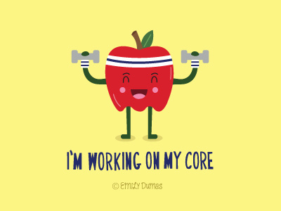 Apple Core apple cartoon cute funny illustration illustrator pun vector work out