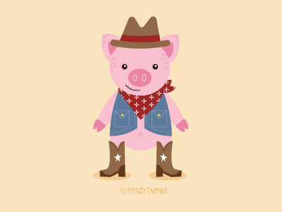 Pig In Boots animal cowboy cowboy boots cute handkerchief illustration illustrator pig vector yee haw