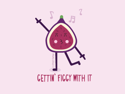 Gettin Figgy character dancing fig figgy food funny humor illustration jiggy vector